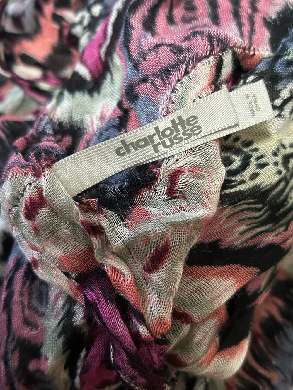 Charlotte Russe Pink, Black & White Patterned Infinity Scarf